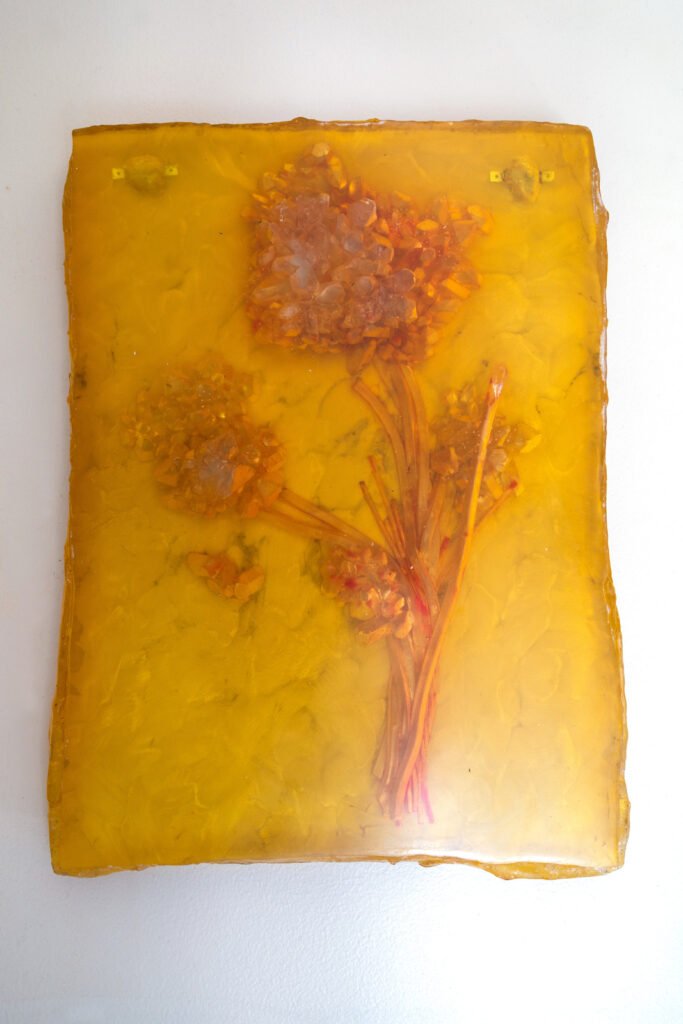 Yarrow, for protection and courage artwork by AM Fuller. Negative space resin sculpture by Andrew Miguel Fuller.