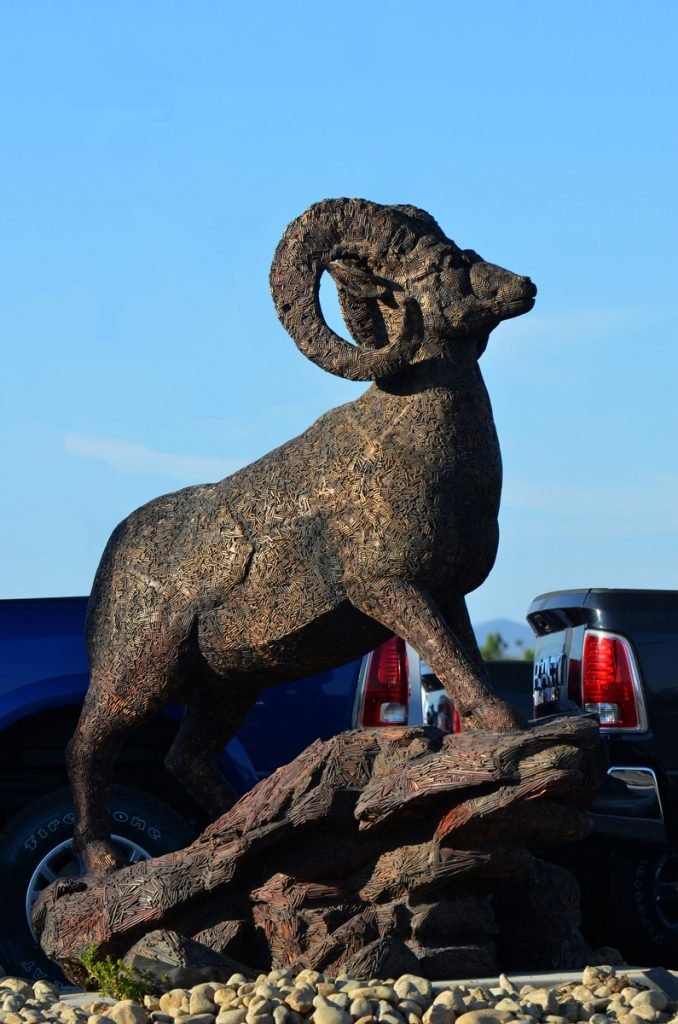 Ram of the West. Fine art sculpture by Andrew Miguel Fuller - Fabricated bronze public artwork by Andy Fuller - welded bronze, commissioned by Ram of the West in Lancaster, CA