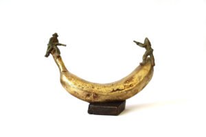 Bronze artwork by Andrew Miguel Fuller. See-saw, an absurd cowboy sculpture by AM Andy Fuller