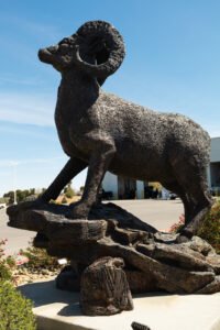 Ram of the West. Fine art sculpture by Andrew Miguel Fuller - Fabricated bronze public artwork by Andy Fuller - welded bronze, commissioned by Ram of the West in Lancaster, CA