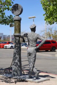 Old Fashioned Service, commissioned by H.W. Hunter, inc in Lancaster, CA. Sculpture by Andrew Miguel Fuller - AM Andy Fuller art artwork metal galvanized steel sculpture